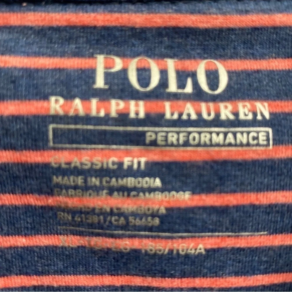 Polo Ralph Lauren Men’s Navy Pink Striped Performance Classic Fit Polo Shirt XL